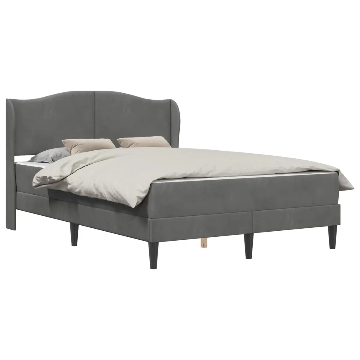 Bed Frame with Headboard Dark Grey 137 x 190 cm Velvet Upholstery Storage