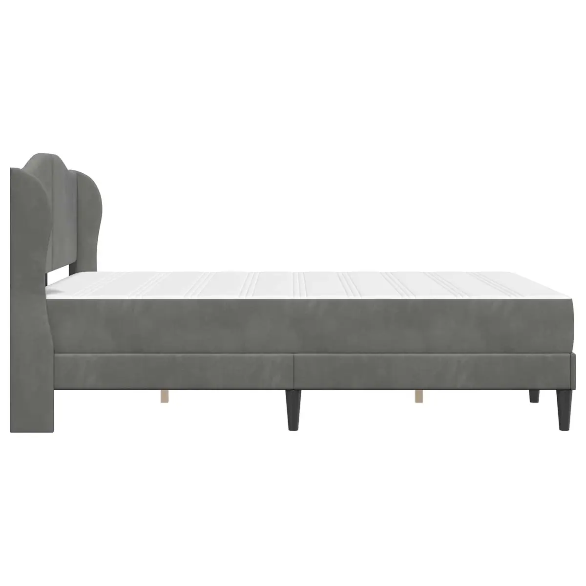 Bed Frame with Headboard Dark Grey 137 x 190 cm Velvet Upholstery Storage