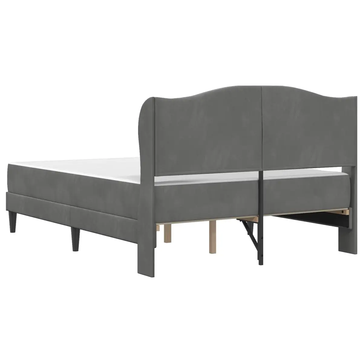 Bed Frame with Headboard Dark Grey 137 x 190 cm Velvet Upholstery Storage
