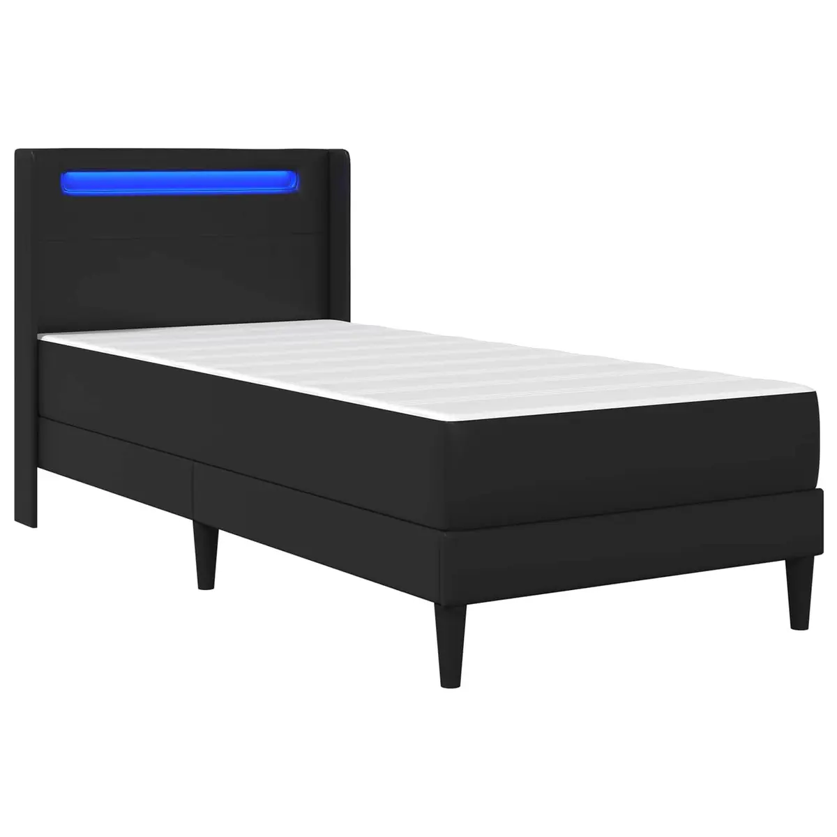 Bed Frame with Foam Mattress Black 90 x 190 cm Modern Plywood Faux Leather
