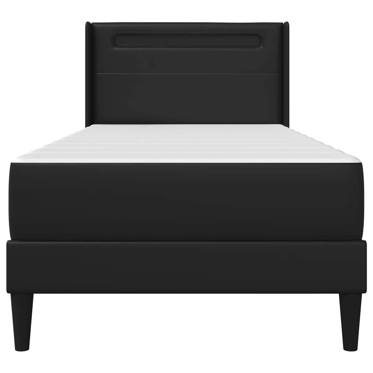 Bed Frame with Foam Mattress Black 90 x 190 cm Modern Plywood Faux Leather