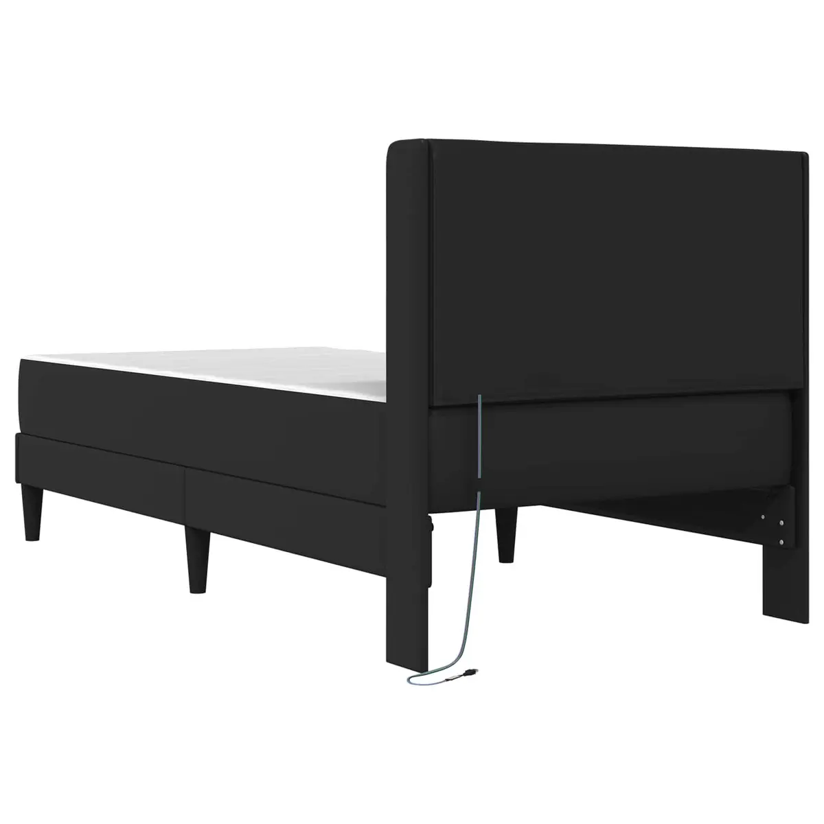 Bed Frame with Foam Mattress Black 90 x 190 cm Modern Plywood Faux Leather