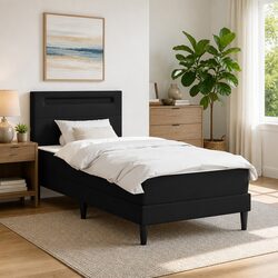 Contemporary Bed Frame with LED Strip Lights in Black