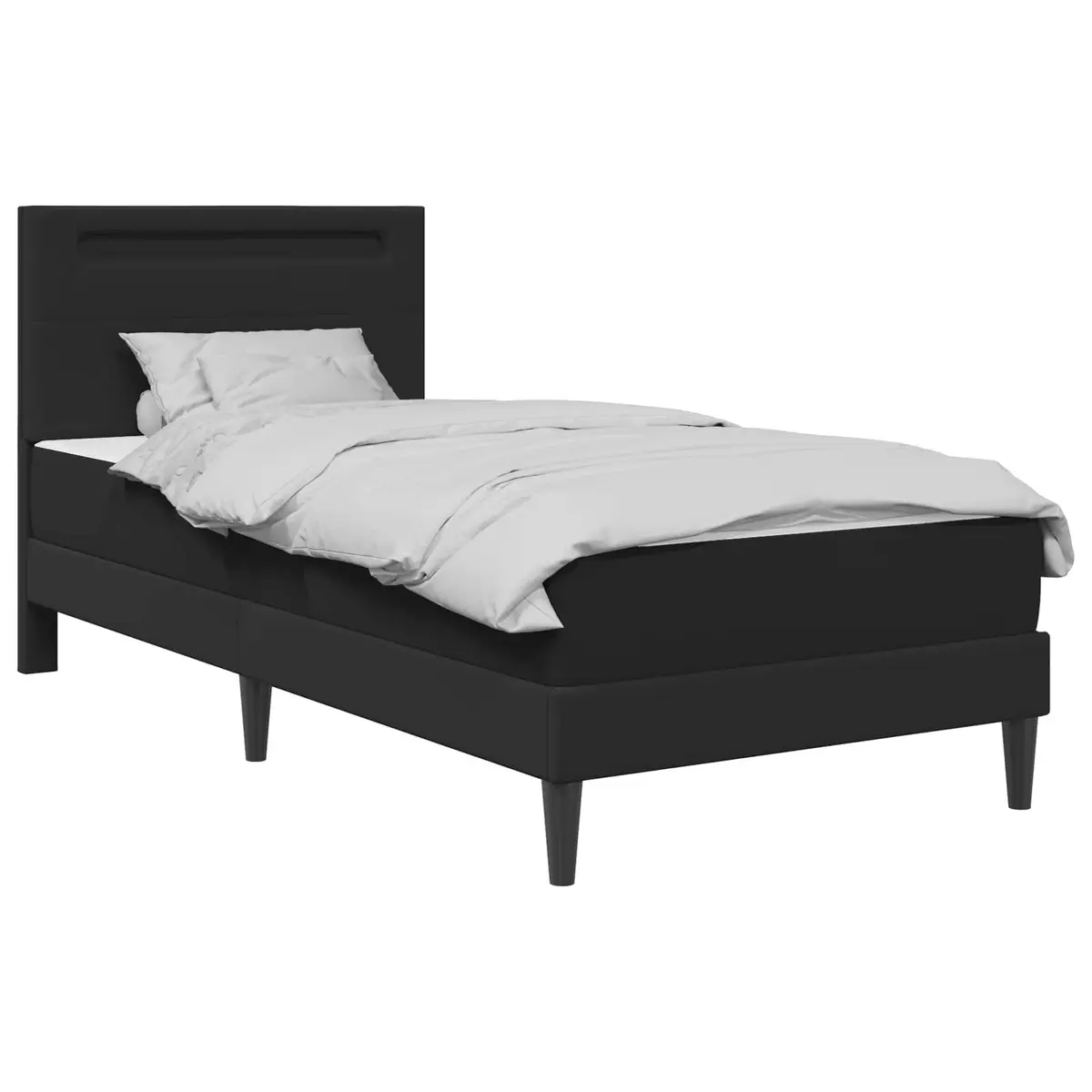 Bed Frame with LED Strip Lights Black 90 x 190 cm Faux Leather Modern Design