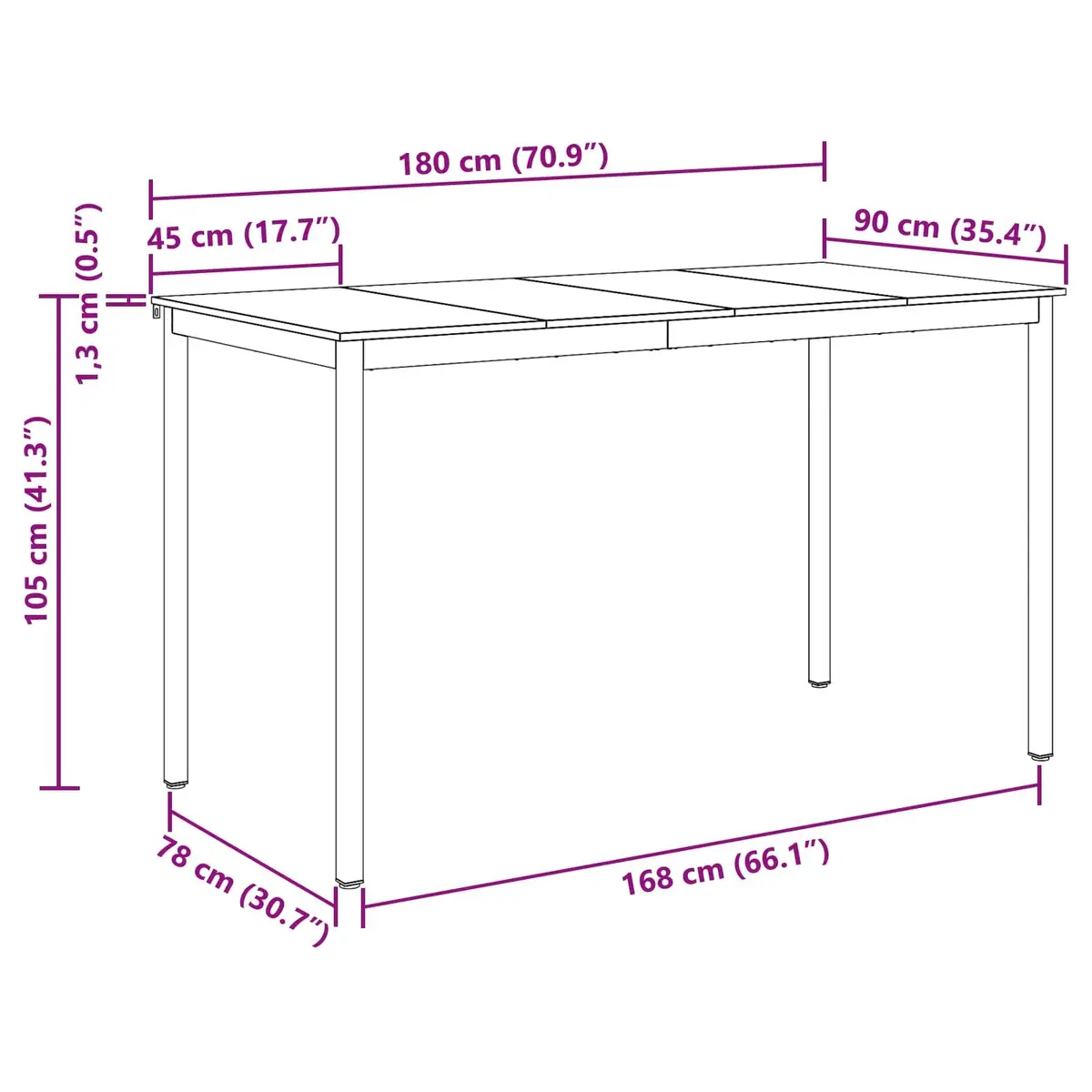 Rectangular Standing Bar Table for Kitchen and Dining