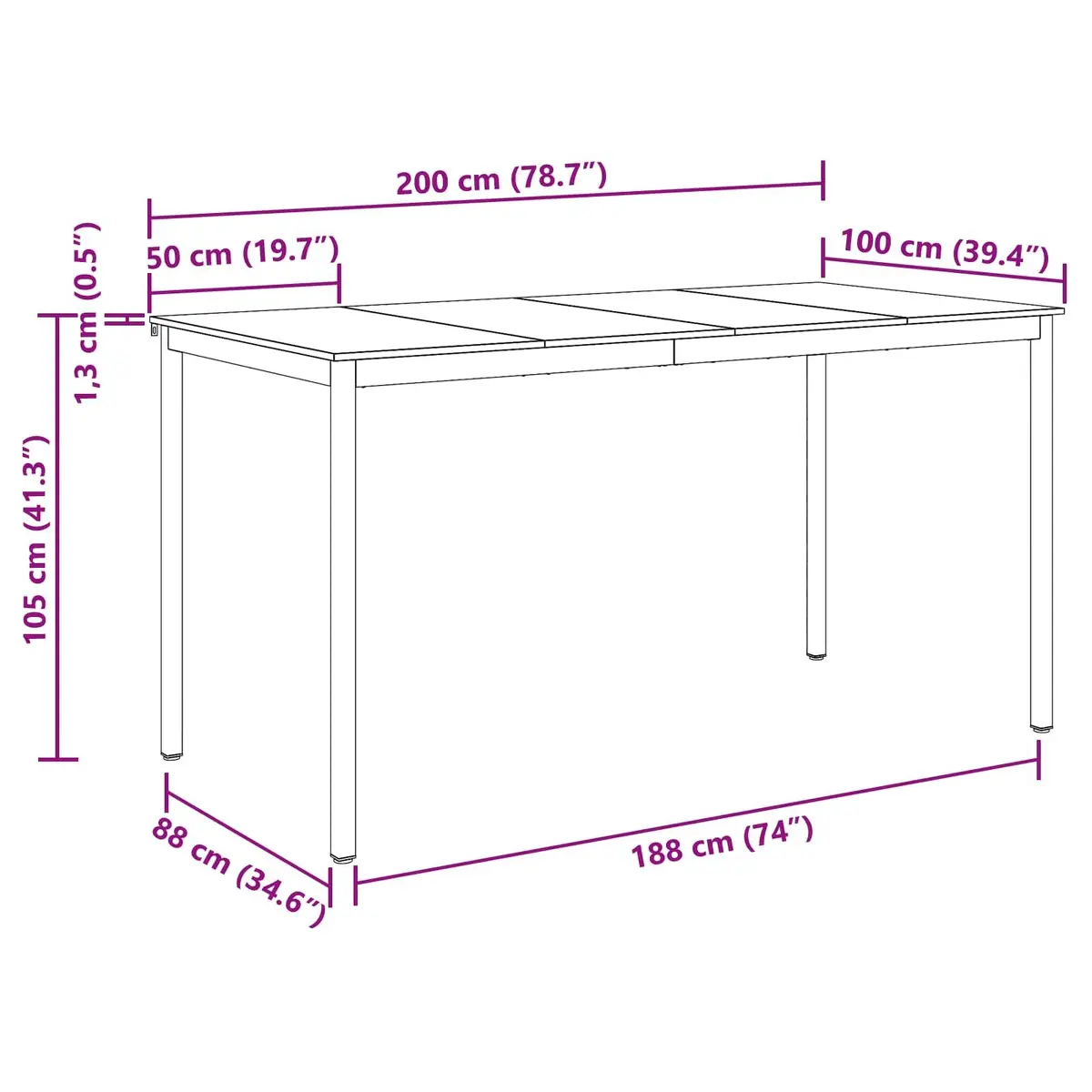 Standing Bar Table Rectangular Black Engineered Wood Kitchen Dining Room Modern
