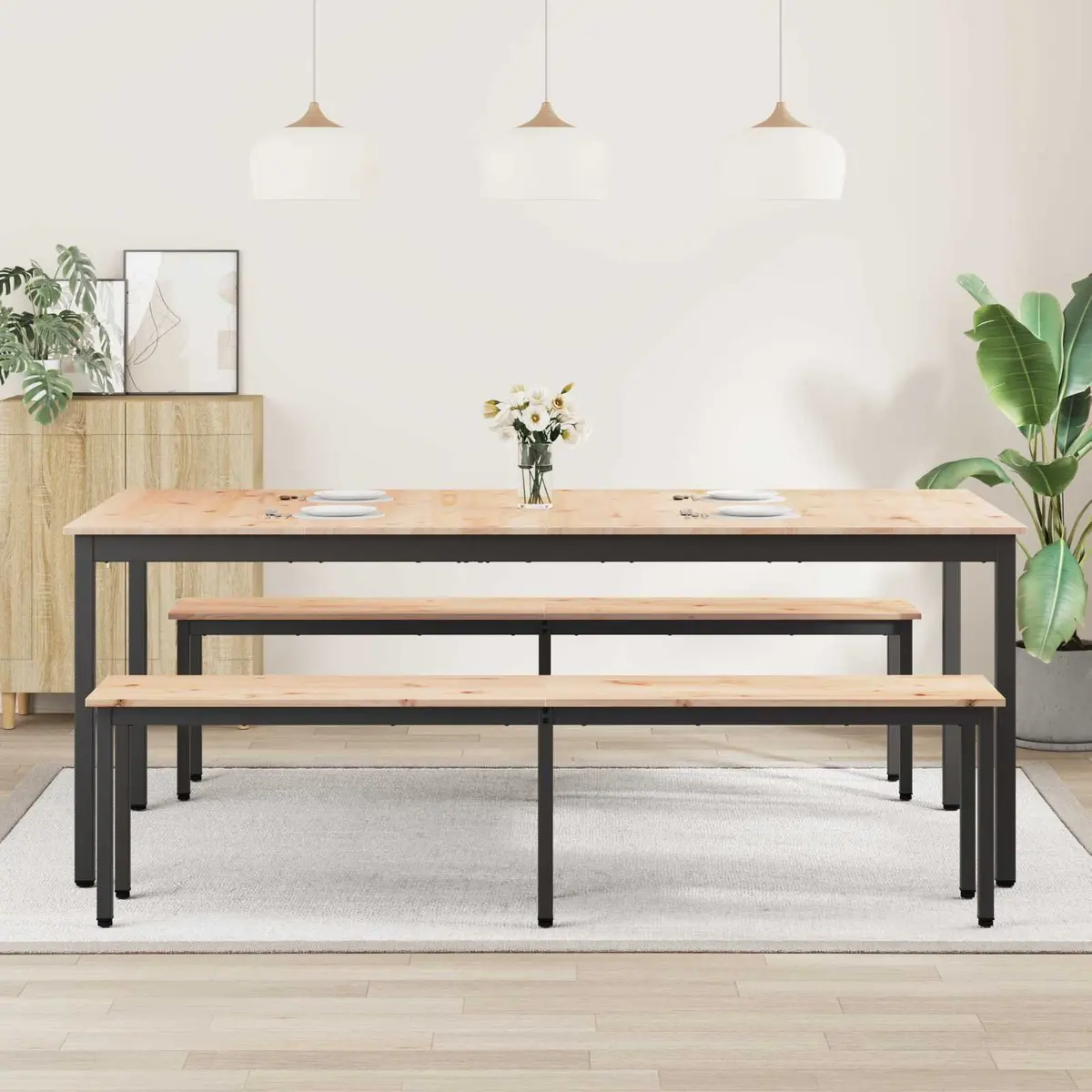 Solid Pine Wood Dining Table 200 x 100 x 75 cm