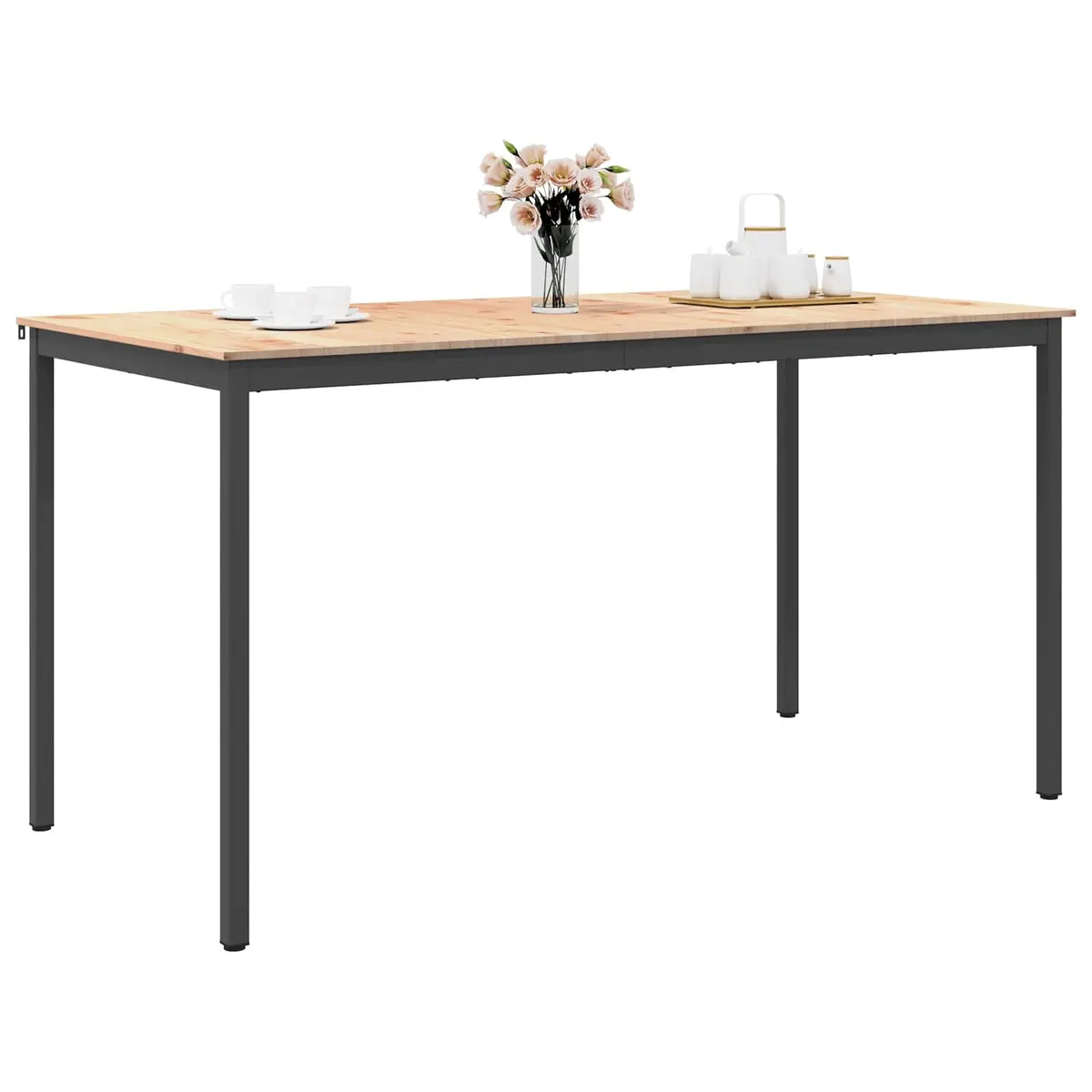 Solid Pine Wood Bar Table with Metal Legs