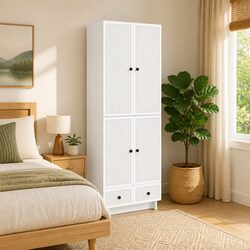 White Engineered Wood Cabinet Set - 2 Pieces