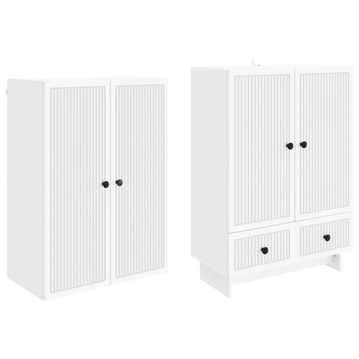 Cabinet Set 2 pcs White 66 x 34.5 x 95 cm Engineered Wood Storage Furniture