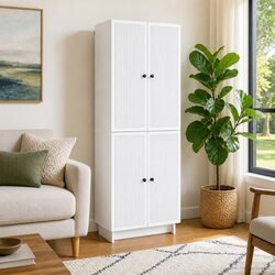 Two-Piece White Cabinet Set for Stylish Storage