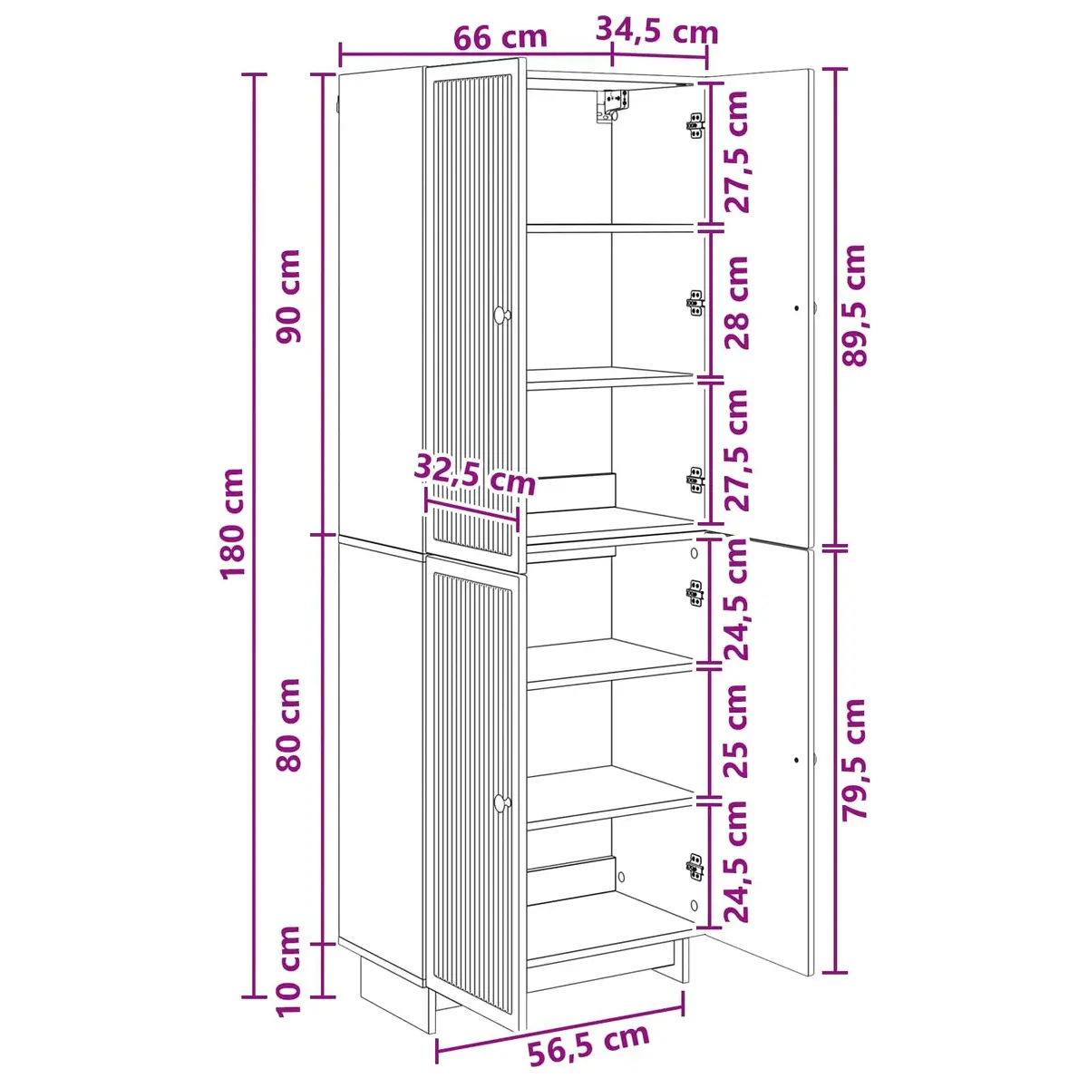 Cabinet Set 2 pcs White 66 x 34.5 x 90 cm Storage Furniture Shelves Drawers