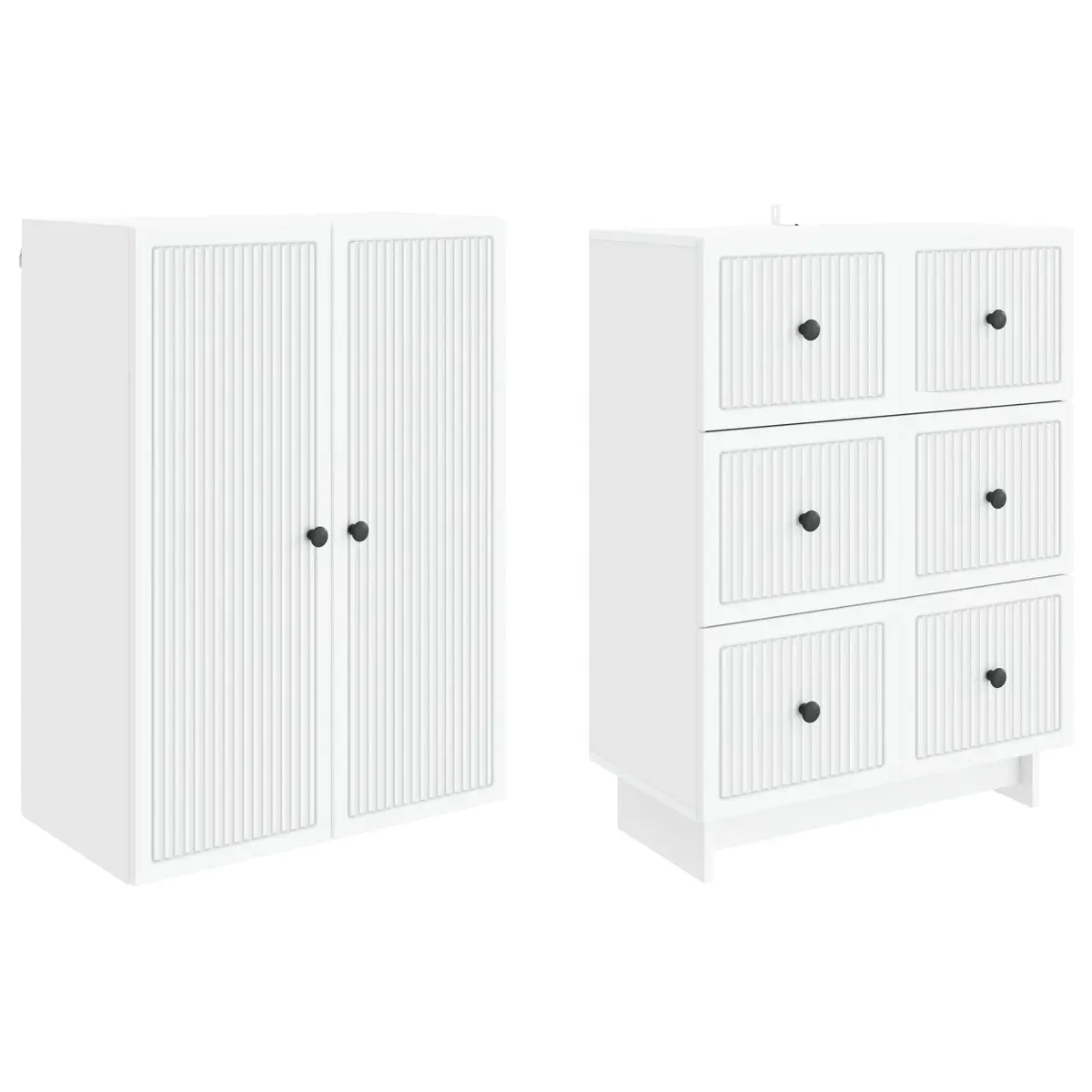 Engineered Wood Cabinet Set 2 Piece Storage Furniture Indoor Outdoor Home Garden