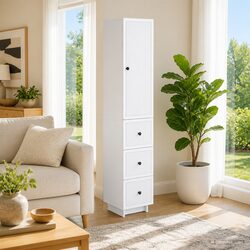 2-Piece White Engineered Wood Cabinet Set