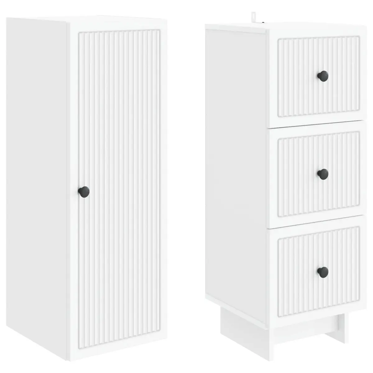 2-Piece White Engineered Wood Cabinet Set