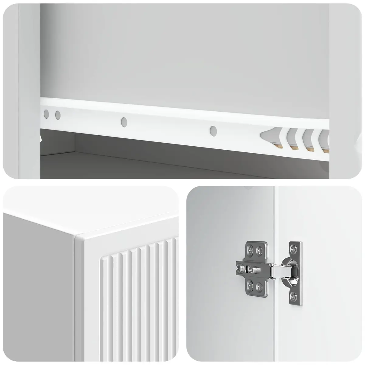 2-Piece White Engineered Wood Cabinet Set