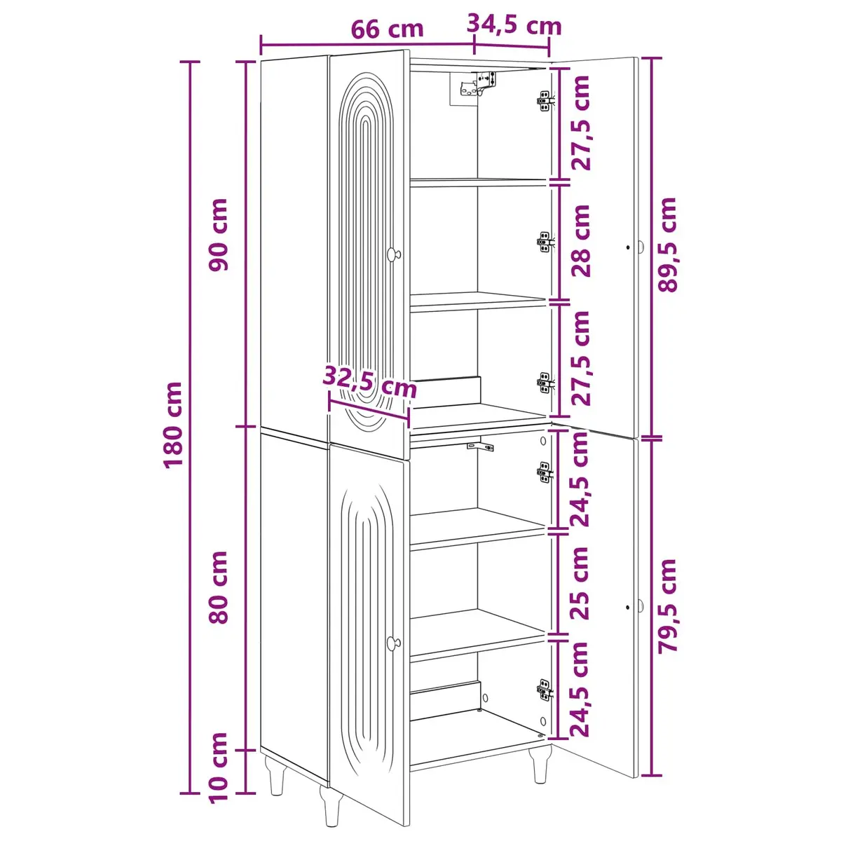 Cabinet Set Modern Minimalist 66x34.5x90cm Engineered Wood Storage Furniture