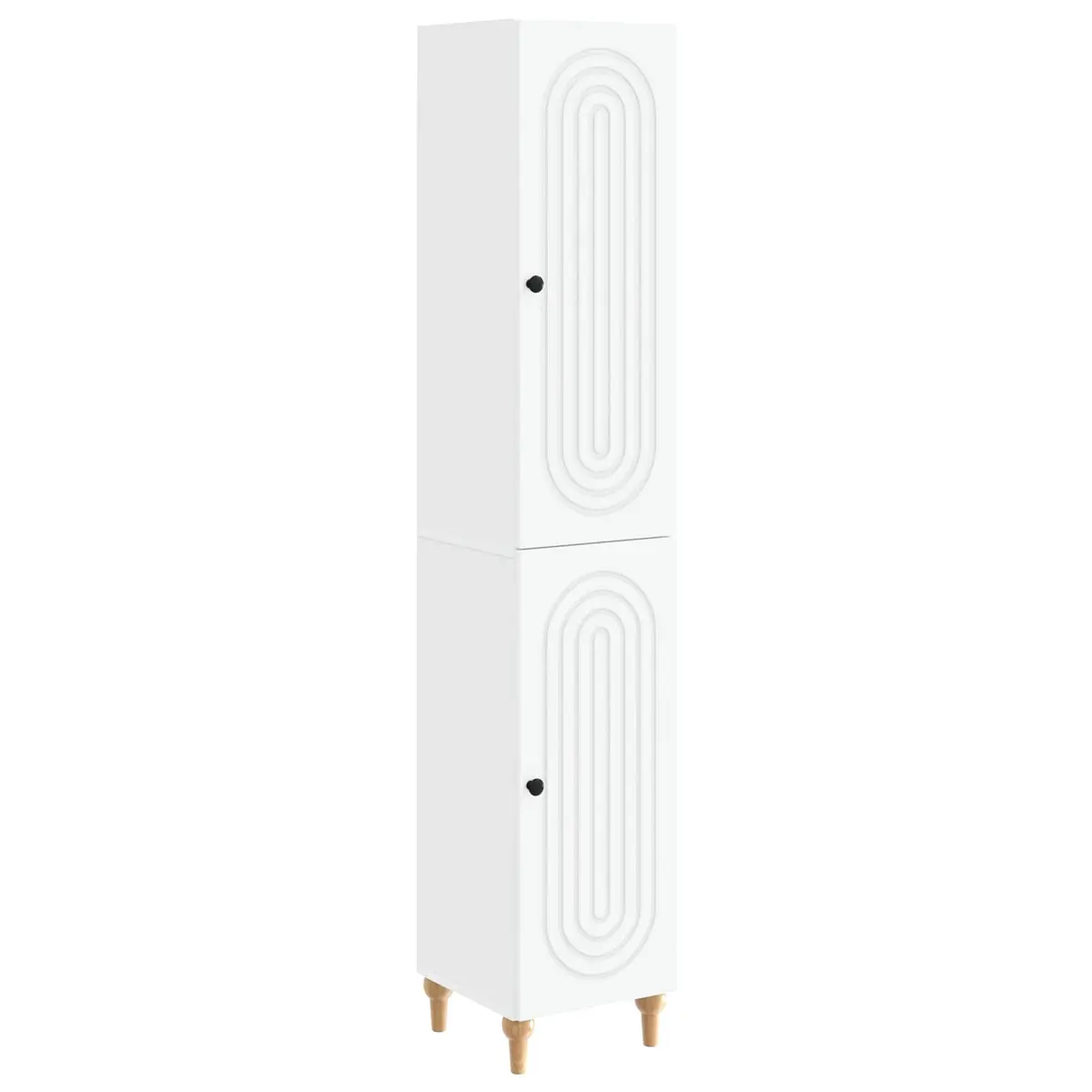 White Cabinet Set 2 Pieces Engineered Wood Furniture Storage Solution