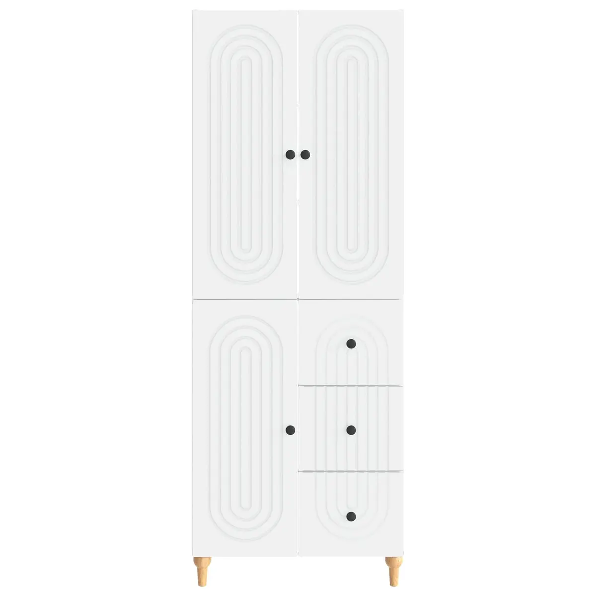 Cabinet Set White 2 Pieces Engineered Wood Storage Shelves Drawers Compartments
