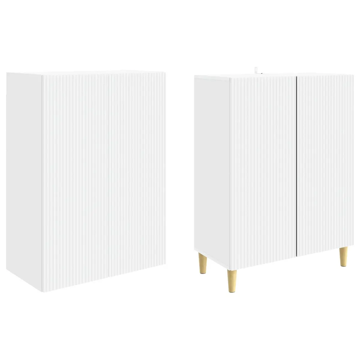 Cabinet Set 2 Pieces Storage Furniture with Drawers Compartments Modern Home