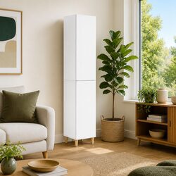 2-Piece White Engineered Wood Modular Cabinet Set