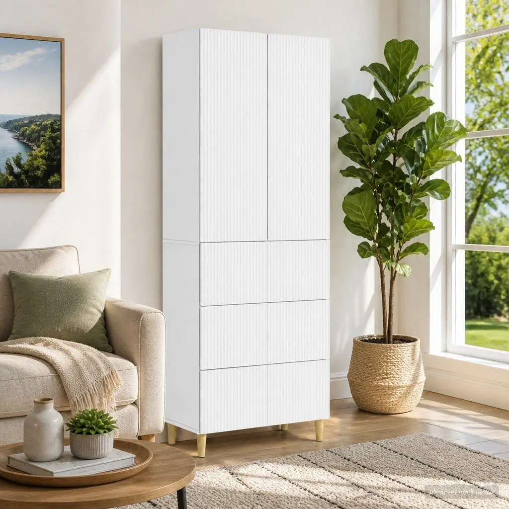 Cabinet Set Modern 66 x 34.5 x 90 cm Engineered Wood Storage Furniture