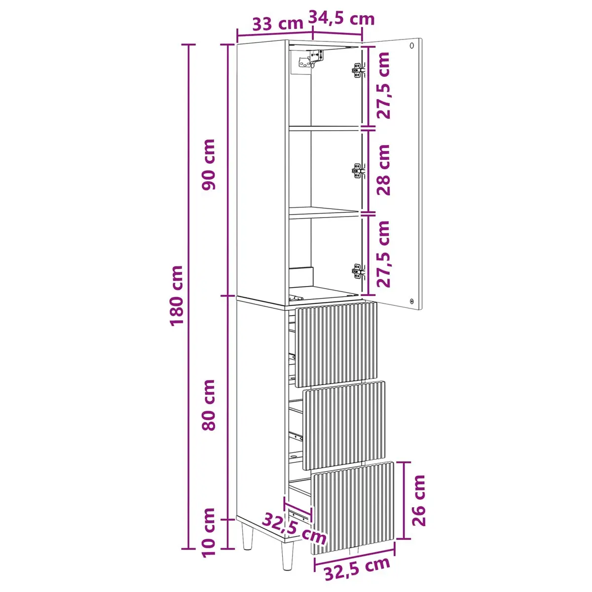 Cabinet Set Modern 33 x 34.5 x 90 cm Engineered Wood