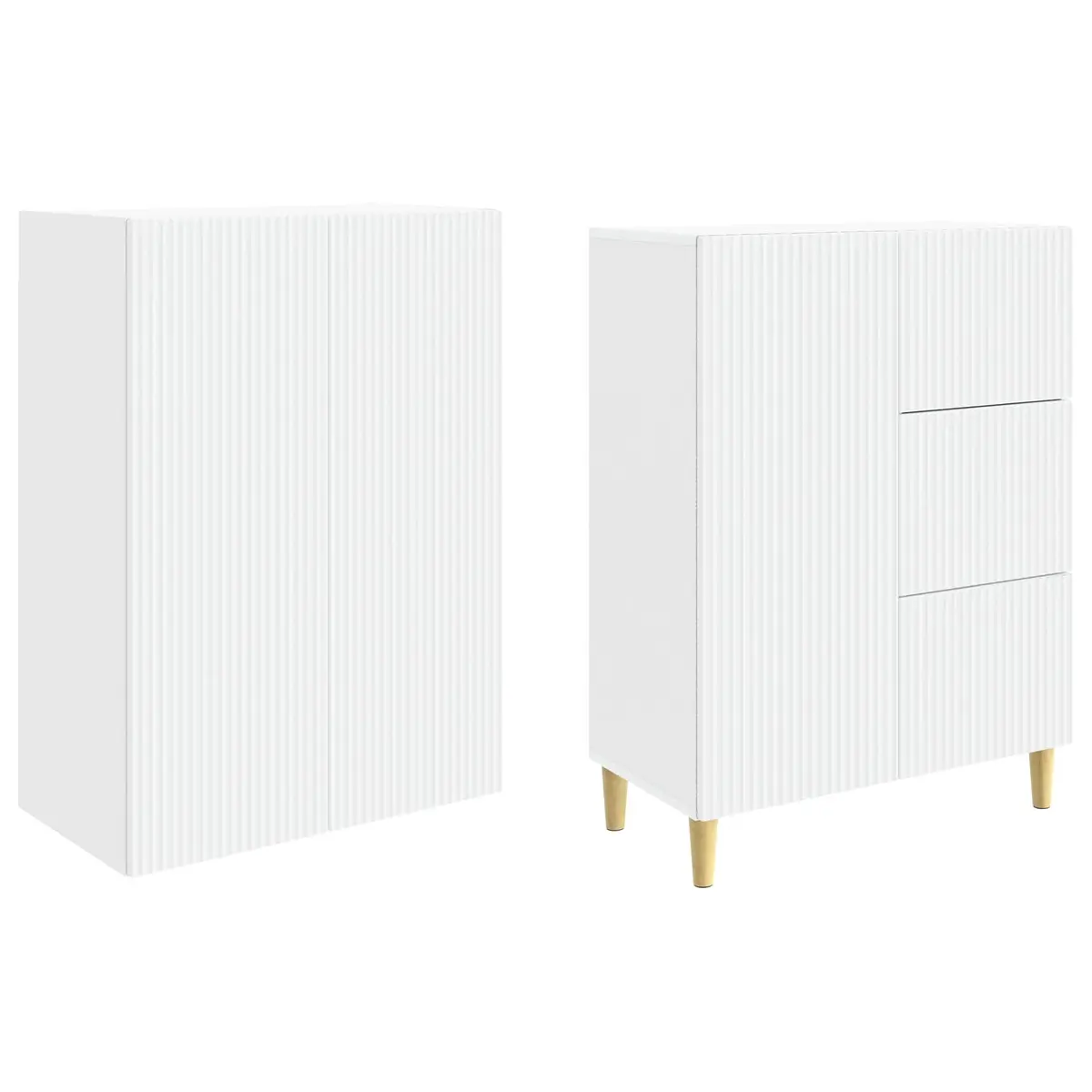 Cabinet Set White 66 x 34.5 x 90 cm Engineered Wood Storage Furniture Shelves Drawers