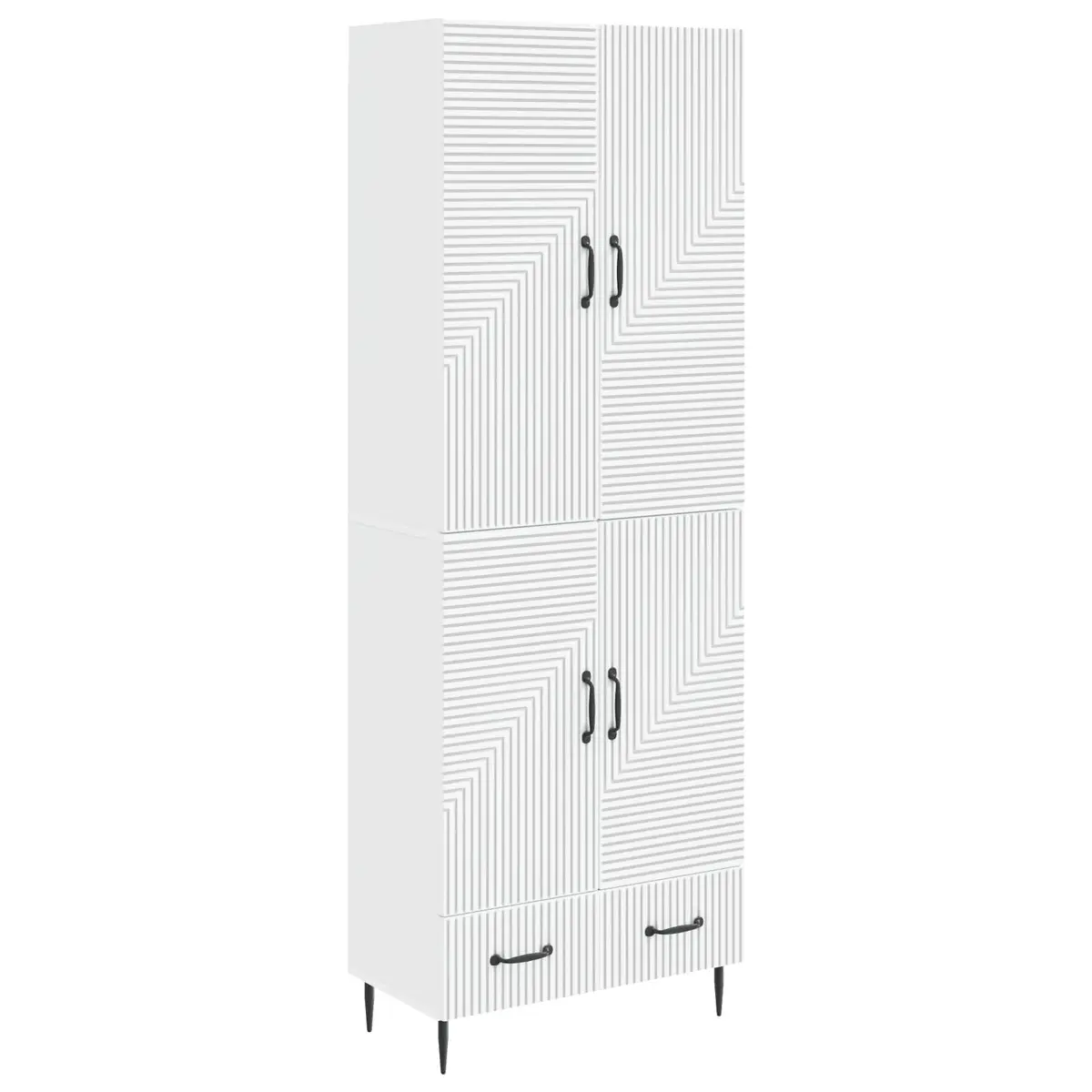 Storage Cabinet Set Engineered Wood 66cm x 34.5cm x 95cm 2 Pieces with Compartments Drawers Shelves and LED Lighting