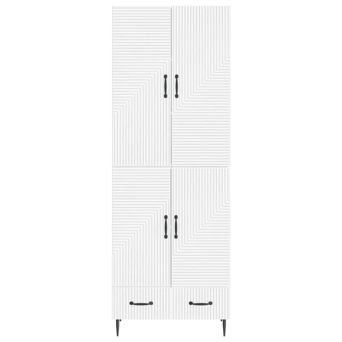 Storage Cabinet Set Engineered Wood 66cm x 34.5cm x 95cm 2 Pieces with Compartments Drawers Shelves and LED Lighting