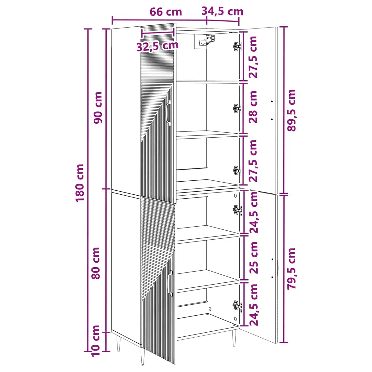 Cabinet Set Modern 66 x 34.5 x 89.5 cm Engineered Wood