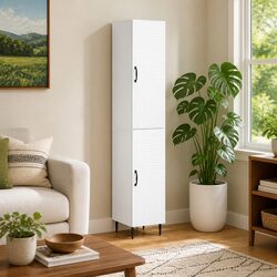 Two-Piece White Cabinet Set for Cozy Storage