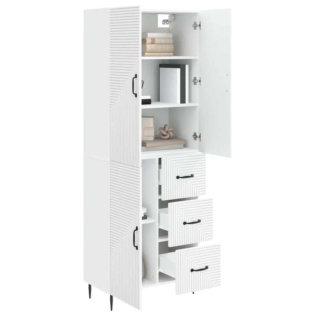 Cabinet Set White Modern 66 x 34.5 x 89.5 cm Engineered Wood