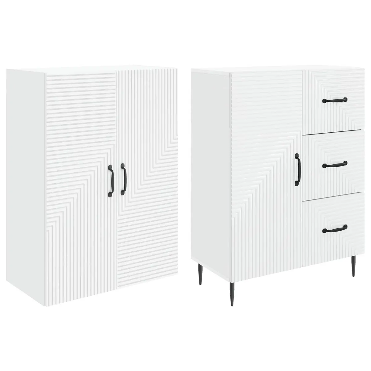 Cabinet Set White Modern 66 x 34.5 x 89.5 cm Engineered Wood