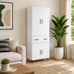 Two-Piece White Cabinet Set for Stylish Storage