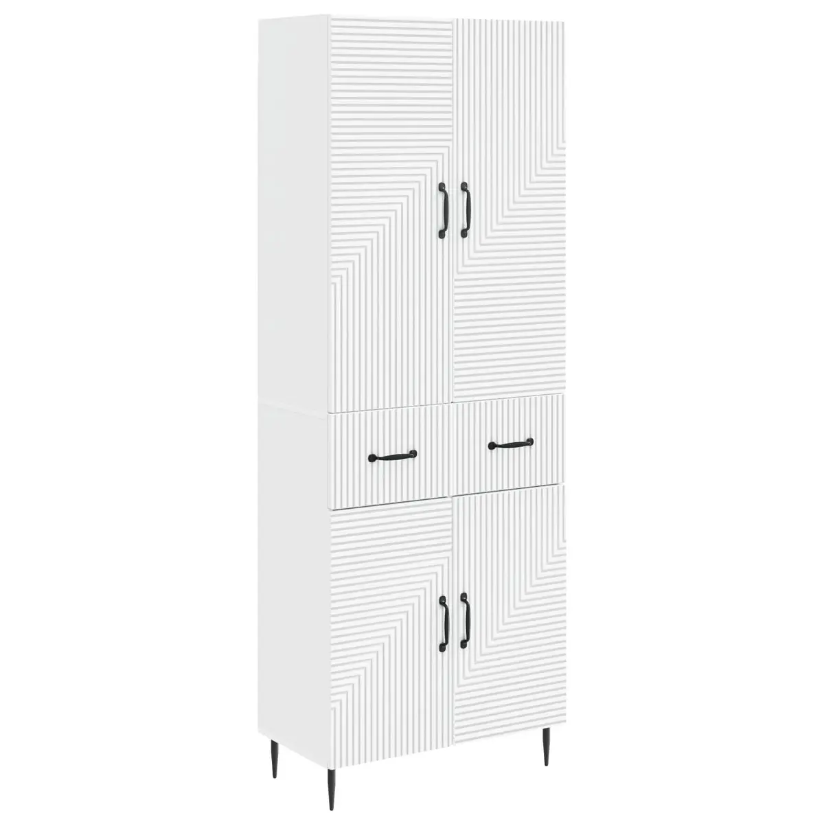 Cabinet Set White 2 Piece Engineered Wood Storage Furniture
