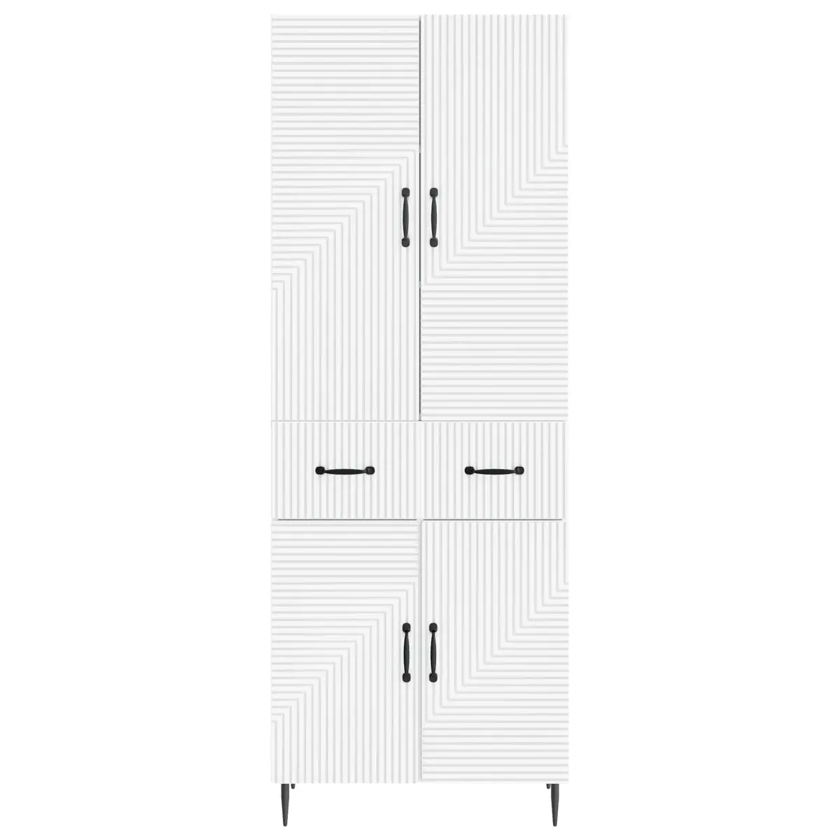 Cabinet Set White 2 Piece Engineered Wood Storage Furniture
