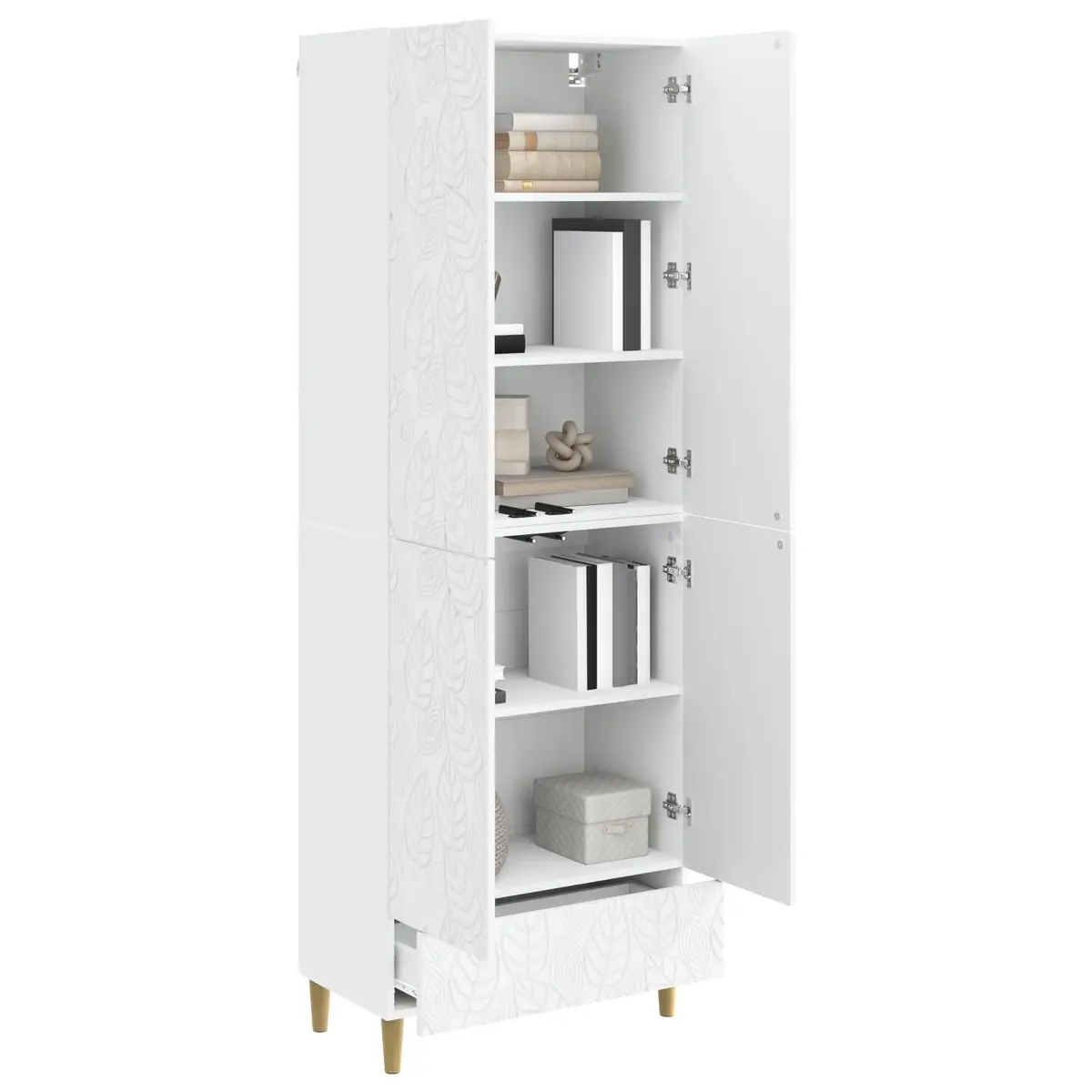 Cabinet Set White 2 Pieces Engineered Wood Storage Furniture Drawers Shelves Home Office