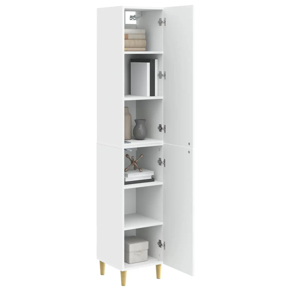 Cabinet Set White 2 Piece Storage Furniture Engineered Wood Composite Living Room