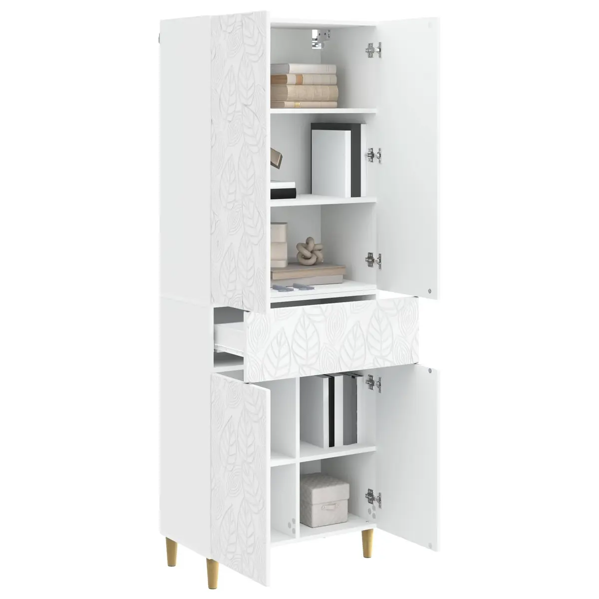 Cabinet Set White Storage Cabinets 2 Pcs Engineered Wood