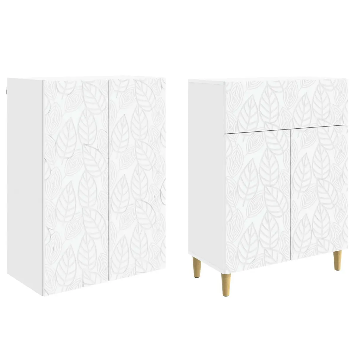 Cabinet Set White Storage Cabinets 2 Pcs Engineered Wood