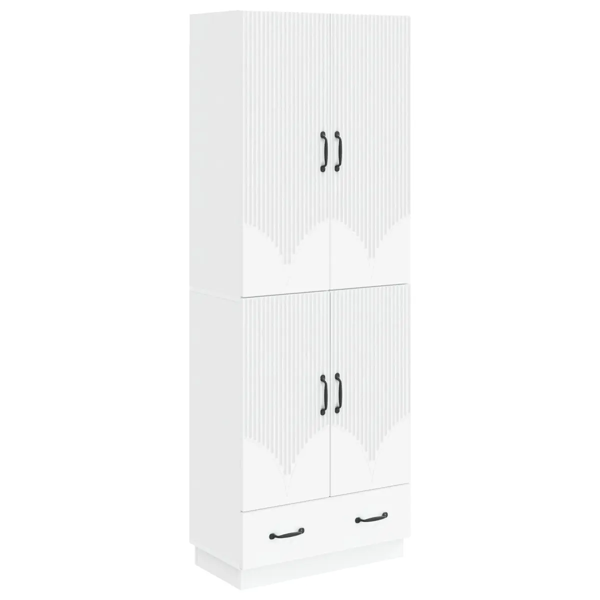 Cabinet Set 2 pcs White Storage Furniture Engineered Wood Modular Design
