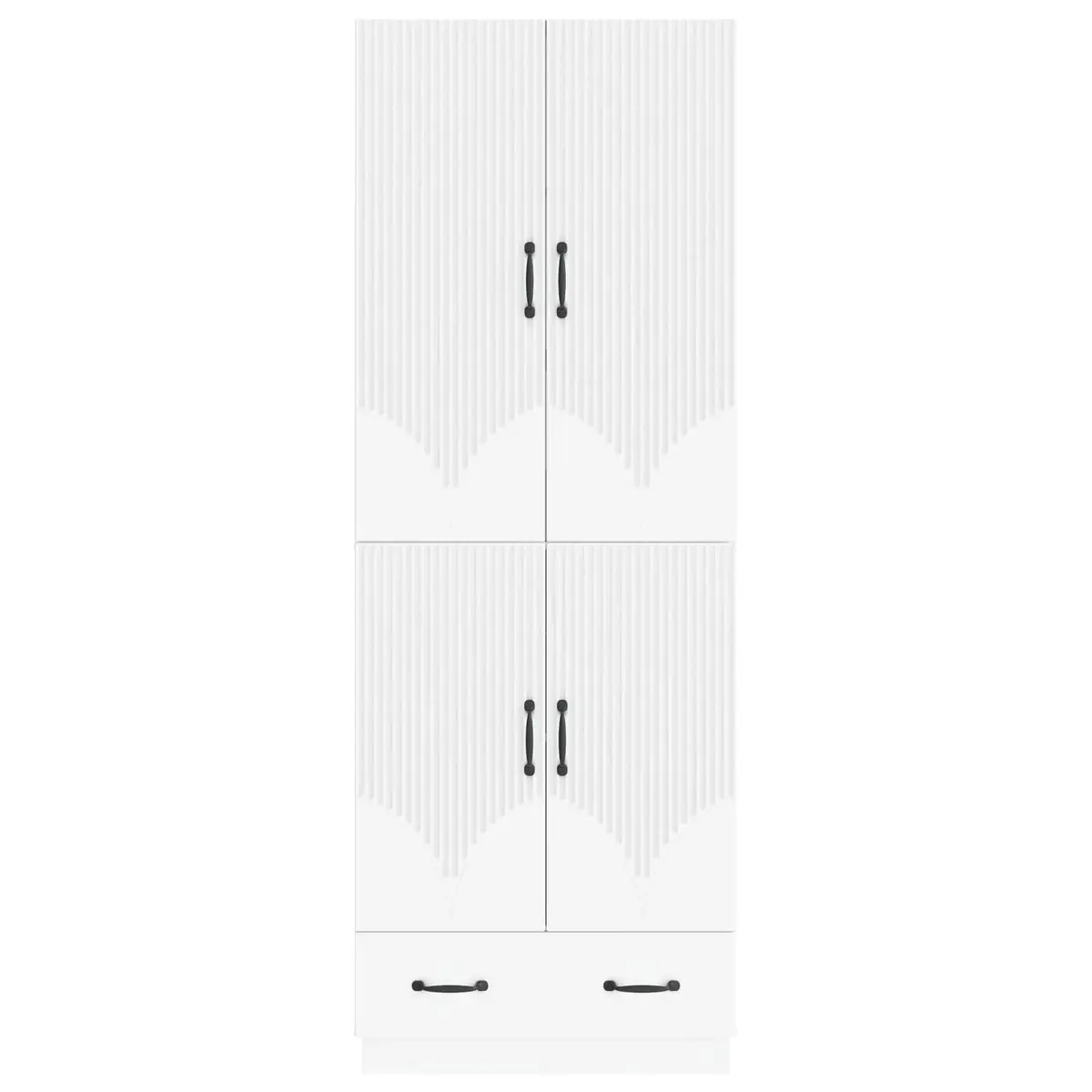 Cabinet Set 2 pcs White Storage Furniture Engineered Wood Modular Design