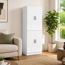 White Engineered Wood Cabinet Set for Versatile Spaces