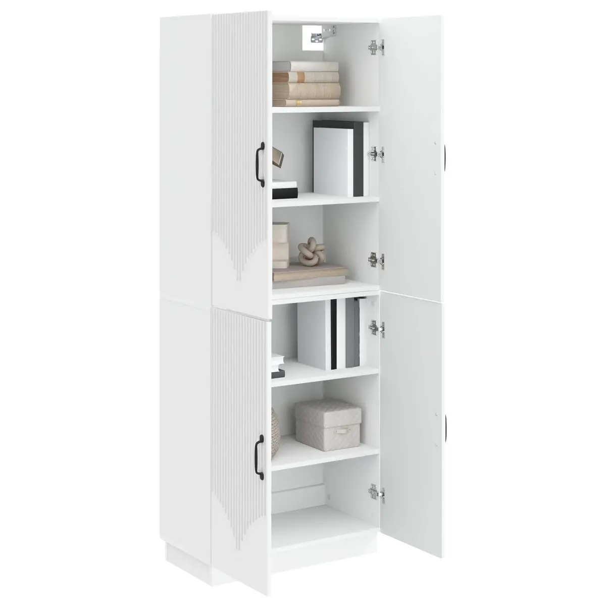 Cabinet Set 2 Pcs White Engineered Wood Storage Furniture Indoor Outdoor