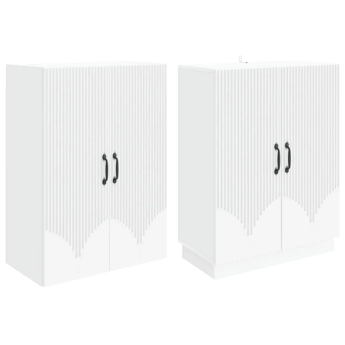 Cabinet Set 2 Pcs White Engineered Wood Storage Furniture Indoor Outdoor
