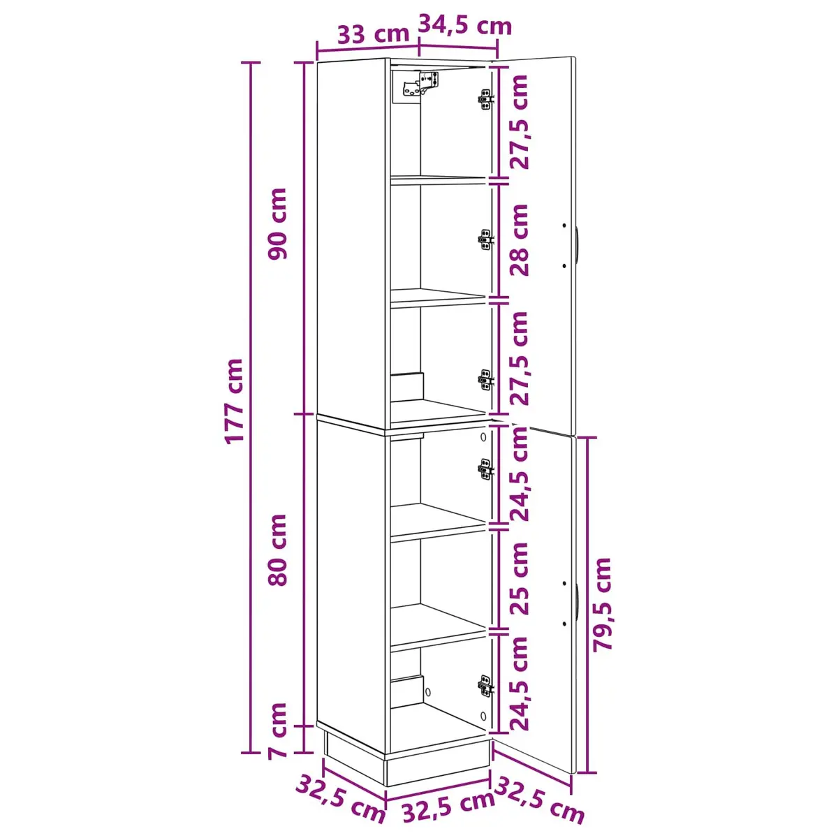Cabinet Set 2 Pieces White Storage Furniture Living Room Modern Design