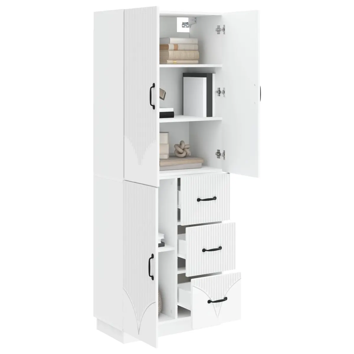 Cabinet Set Modern 2 Piece Storage Furniture Engineered Wood Living Room Bedroom