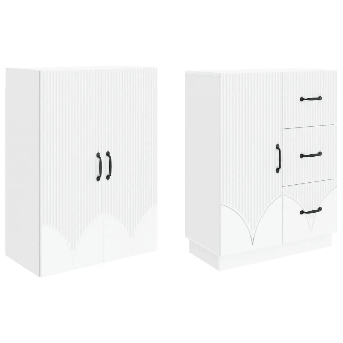 Cabinet Set Modern 2 Piece Storage Furniture Engineered Wood Living Room Bedroom