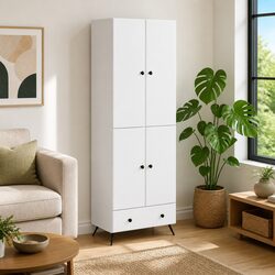White 2-Piece Cabinet Set with LED Lighting